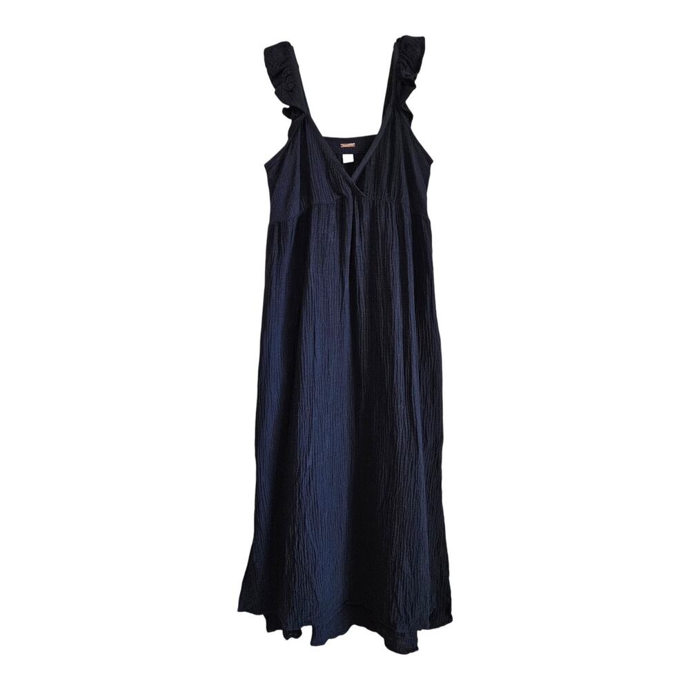 MAGASCHONI Women's S Dress Black Gauze Babydoll Midi Maxi Lightweight Resort